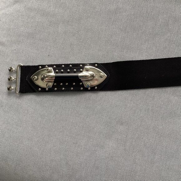 Vintage stretch belt with rubber and metal belt, steampunk goth. BLT0002 - Picture 4 of 7